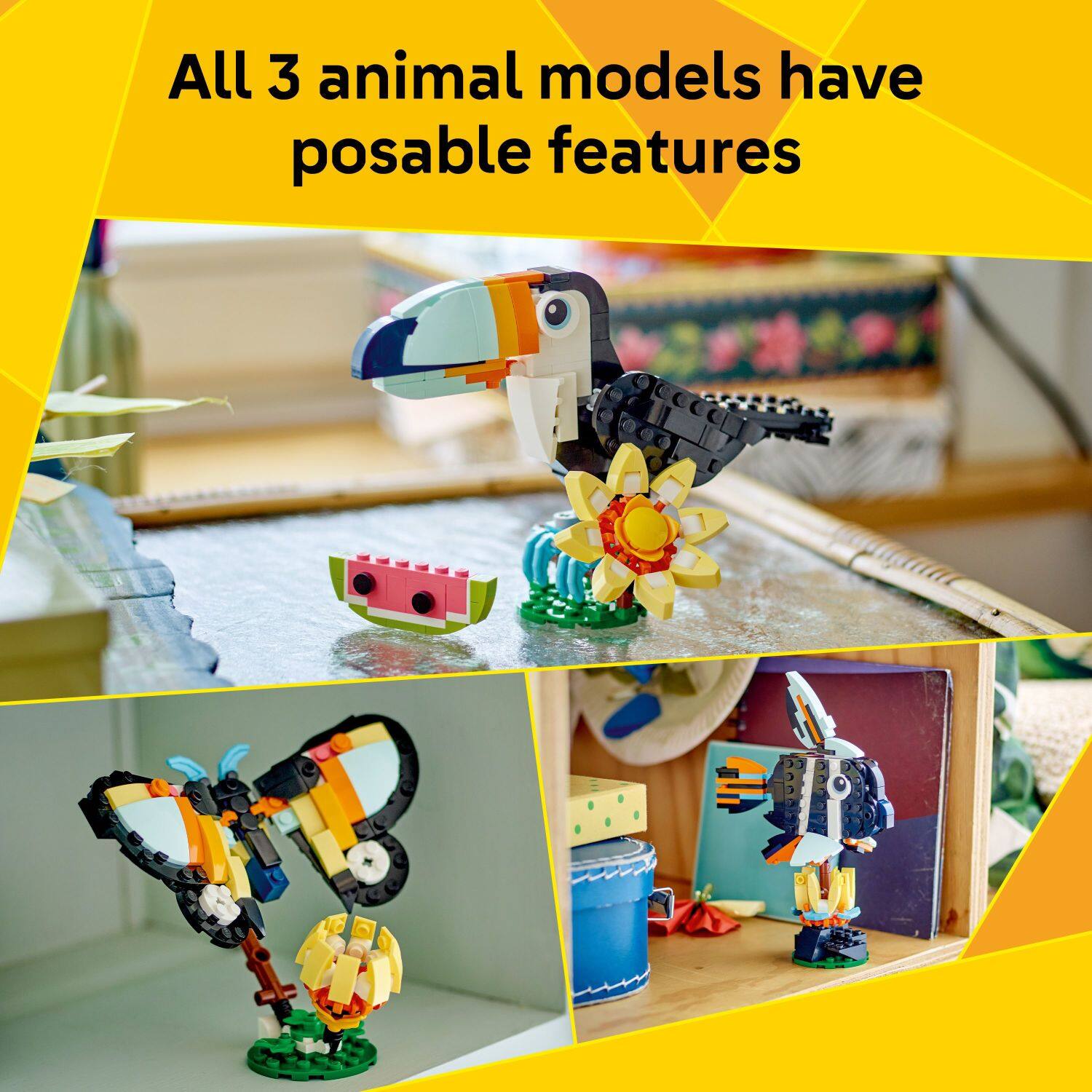 All 3 animal models have posable features.