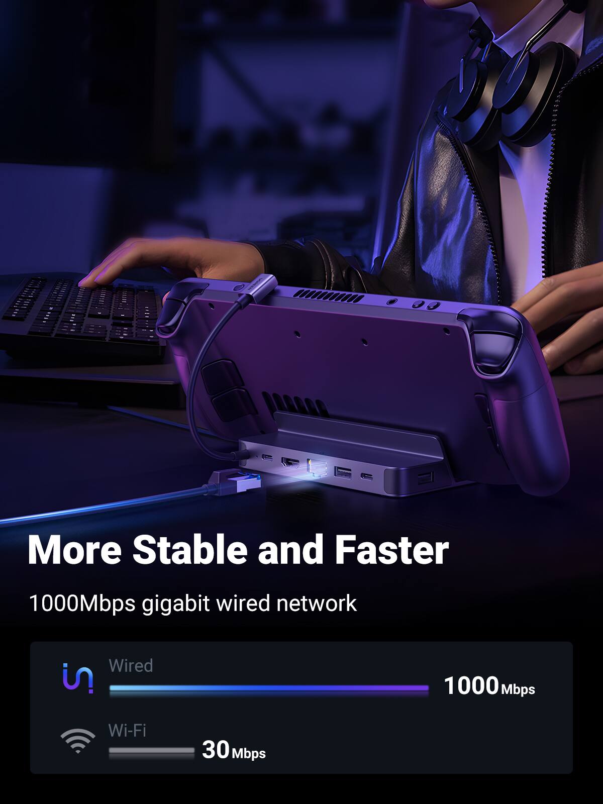 More Stable and Faster

1000Mbps gigabit wired network

Wired: 1000 Mbps

Wi-Fi: 30 Mbps