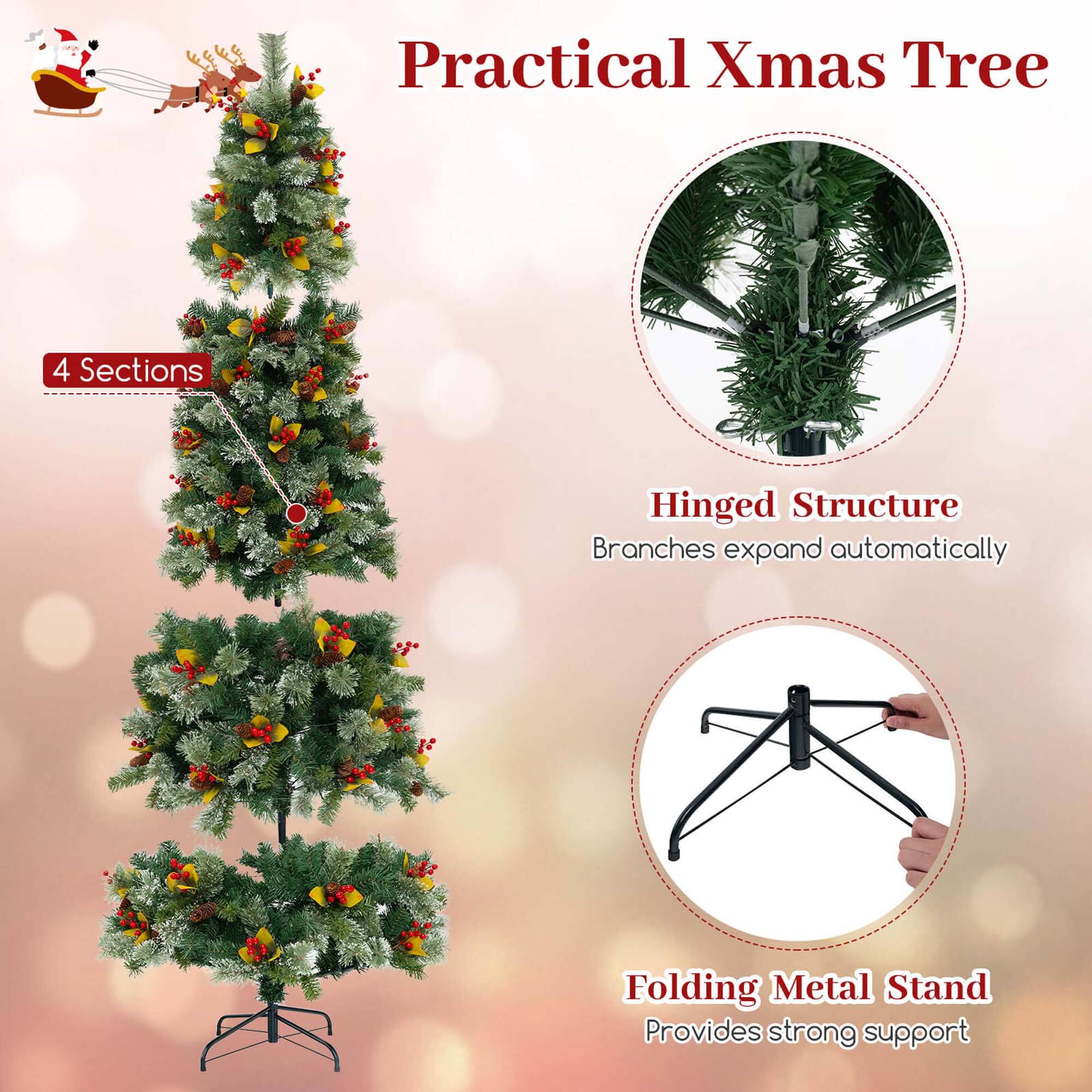 Practical Xmas Tree

- 4 Sections
- Hinged Structure: Branches expand automatically
- Folding Metal Stand: Provides strong support