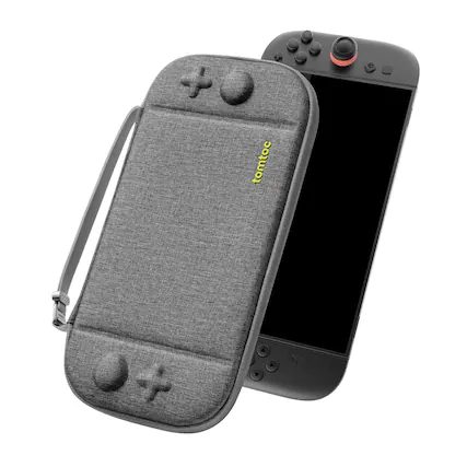 Front. tomtoc - tomtoc Slim Carrying Case for Nintendo Switch 2 Model 2025, Odorless Protective Hard Shell with 12 Game Card Slots - Gray.