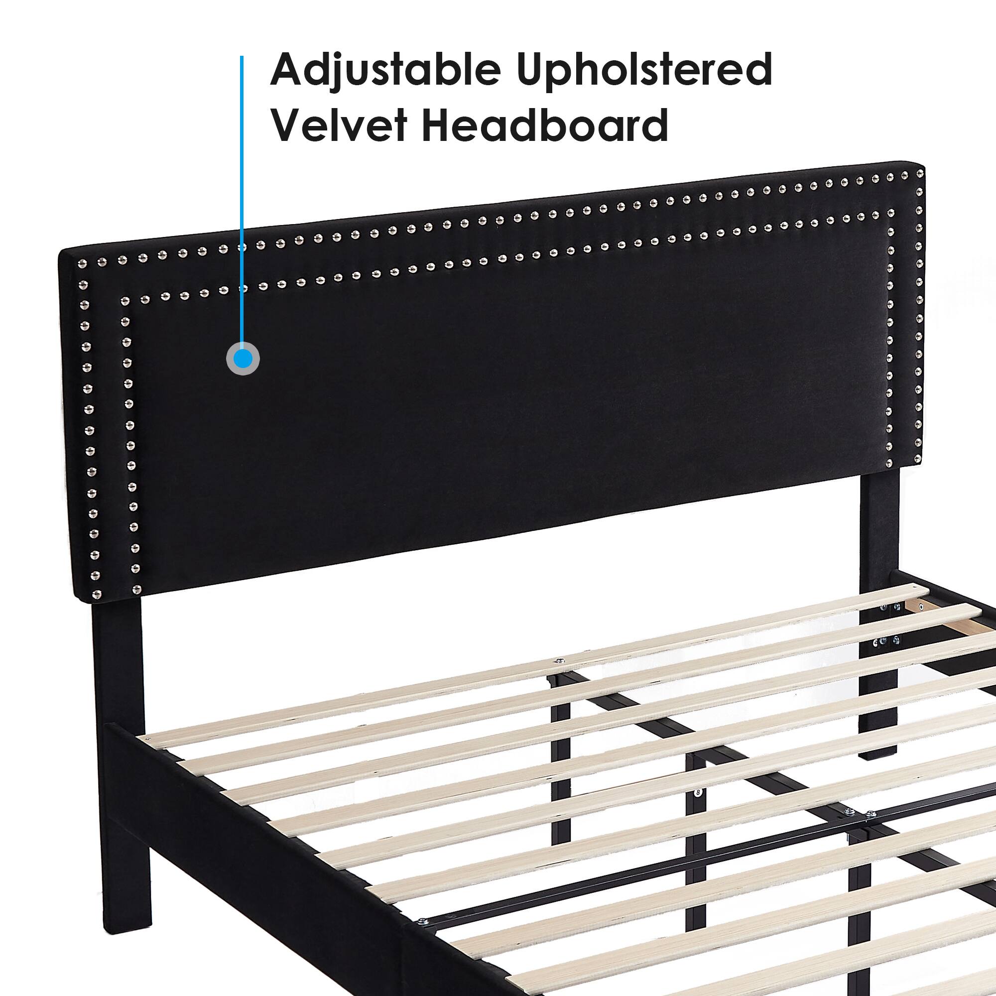 Adjustable Upholstered Velvet Headboard