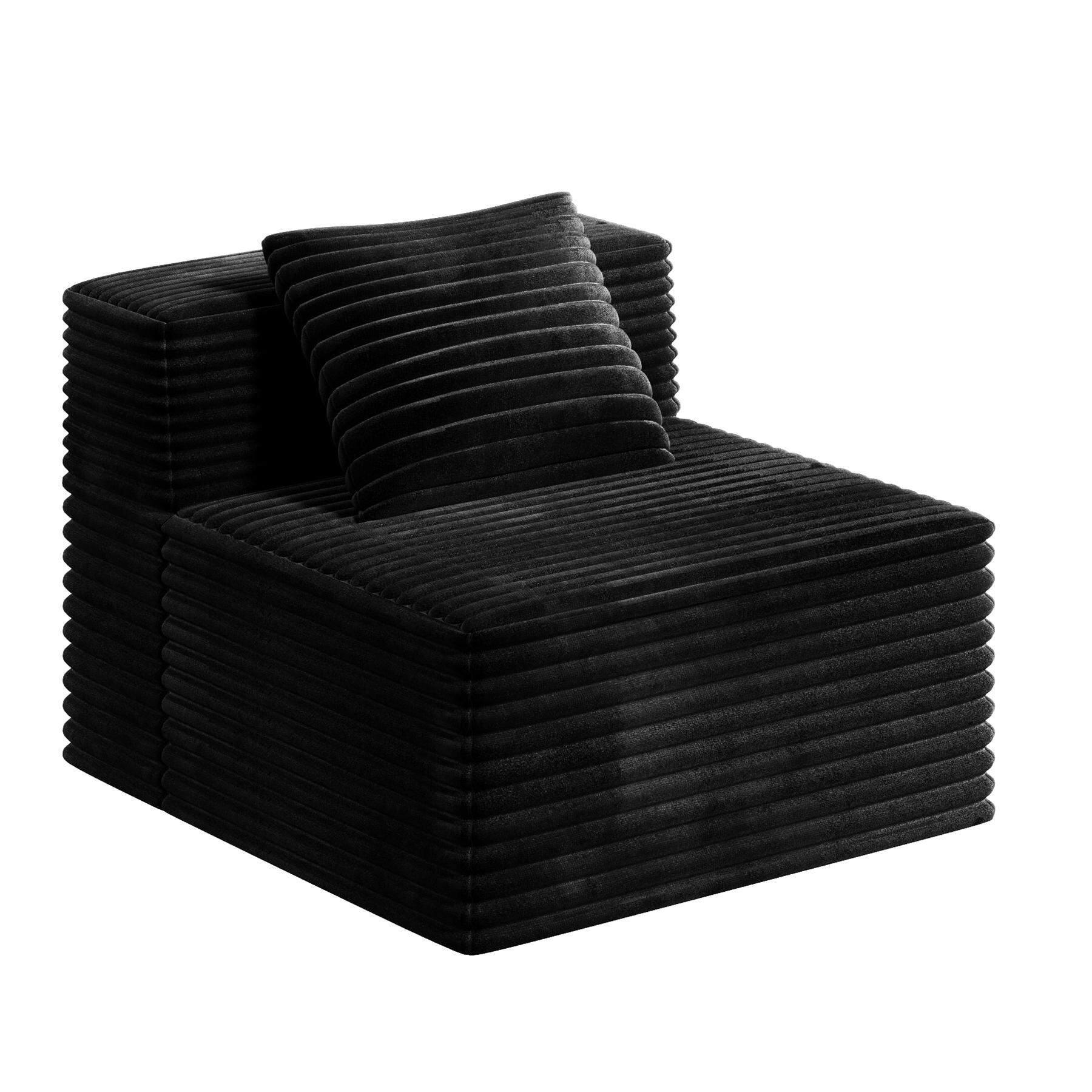 Front. Roomtec - Single Sofa for Modular Sectional Sofa High Density Memory Foam Couch Boneless Couch for Bedroom Living Room Single Sofa - Black.