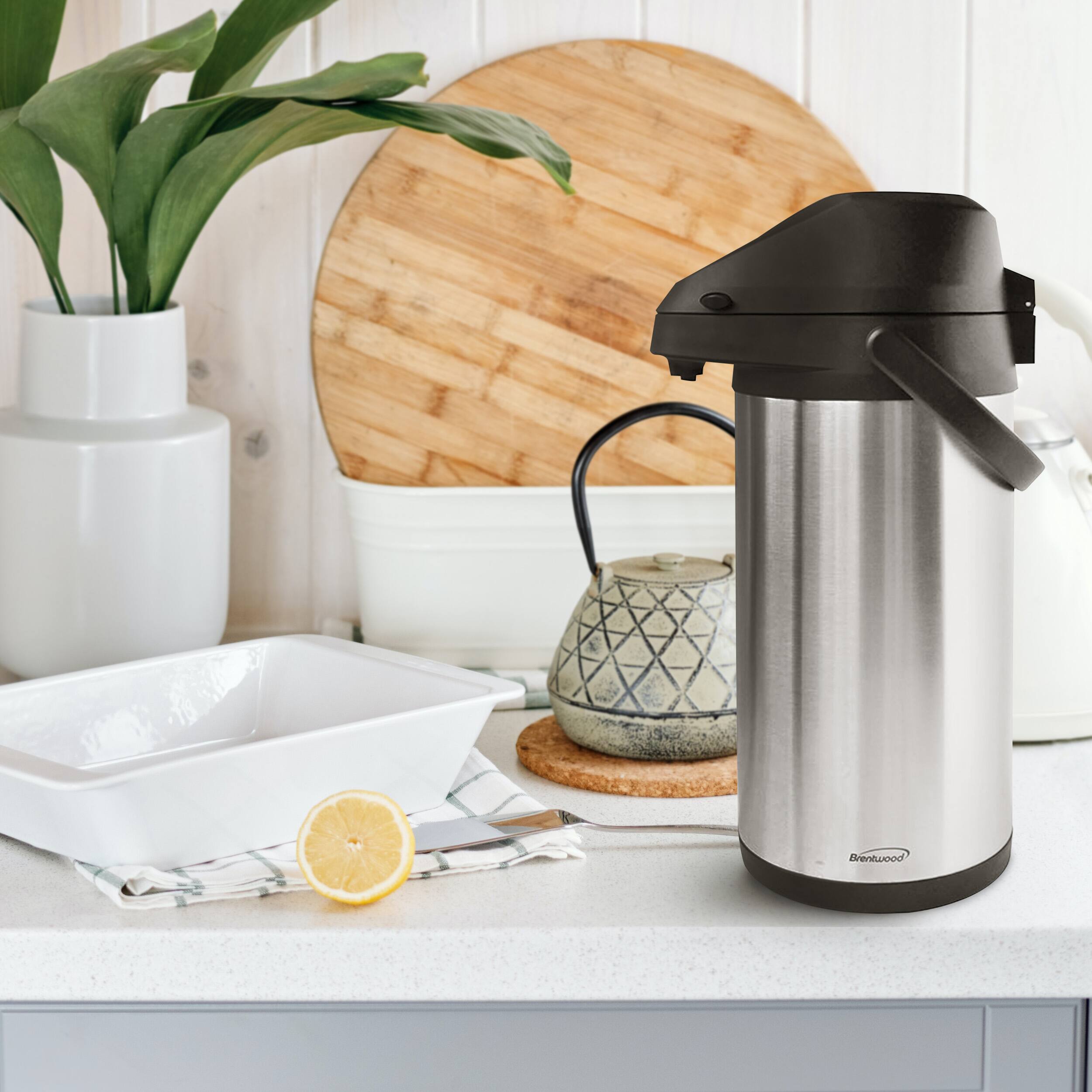 Alt View 1. Brentwood - Brentwood 3.5-Liter Airpot Hot & Cold Drink Dispenser - Silver.