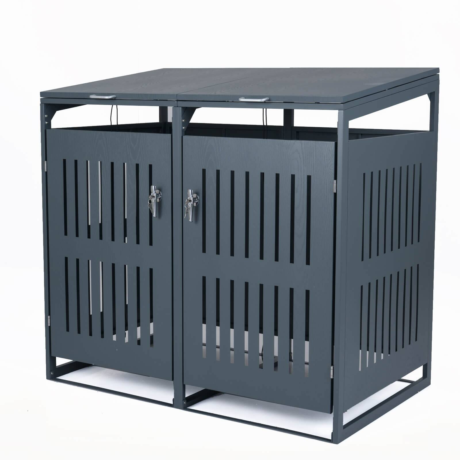 Costway - 44 CU.FT Outdoor Trash Can Storage Shed with Gas Struts, Shock Absorbers for 2 Bins - Dark Gray price history on PriceWatchPro