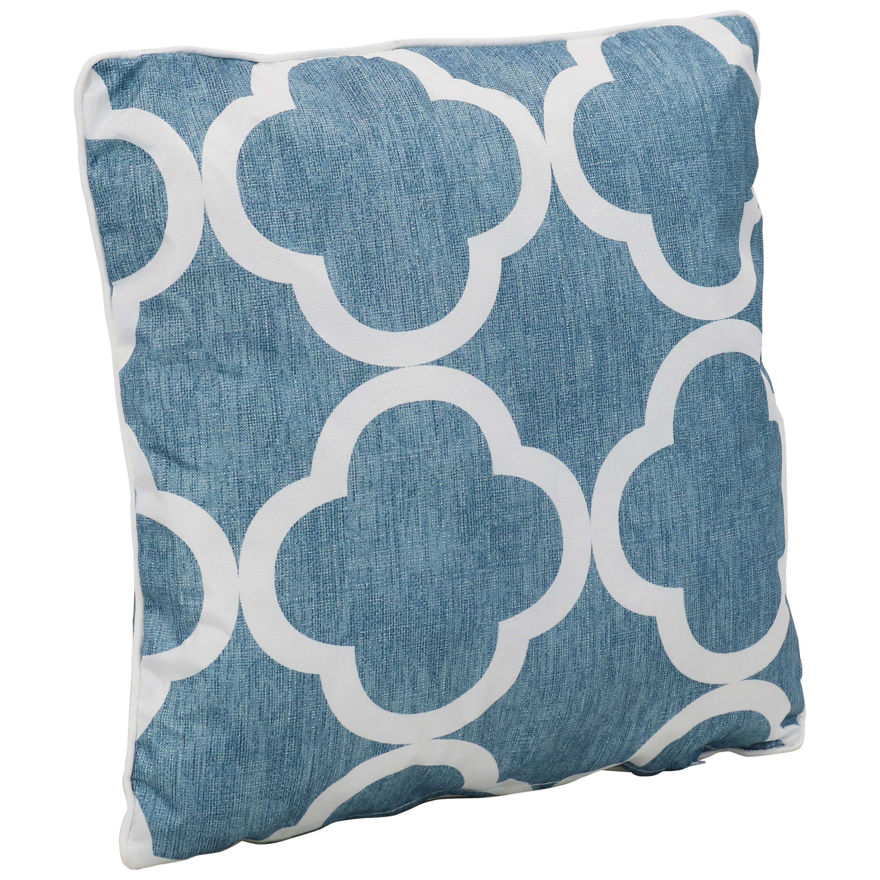 Alt View 5. Sunnydaze - Square Indoor and Outdoor Throw Pillow - 16 in - Blue and White Quatrefoil.