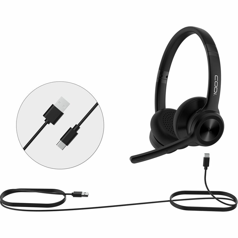 CODi CLARO Wired Stereo Dual Ear Headset USB Type C Wired with