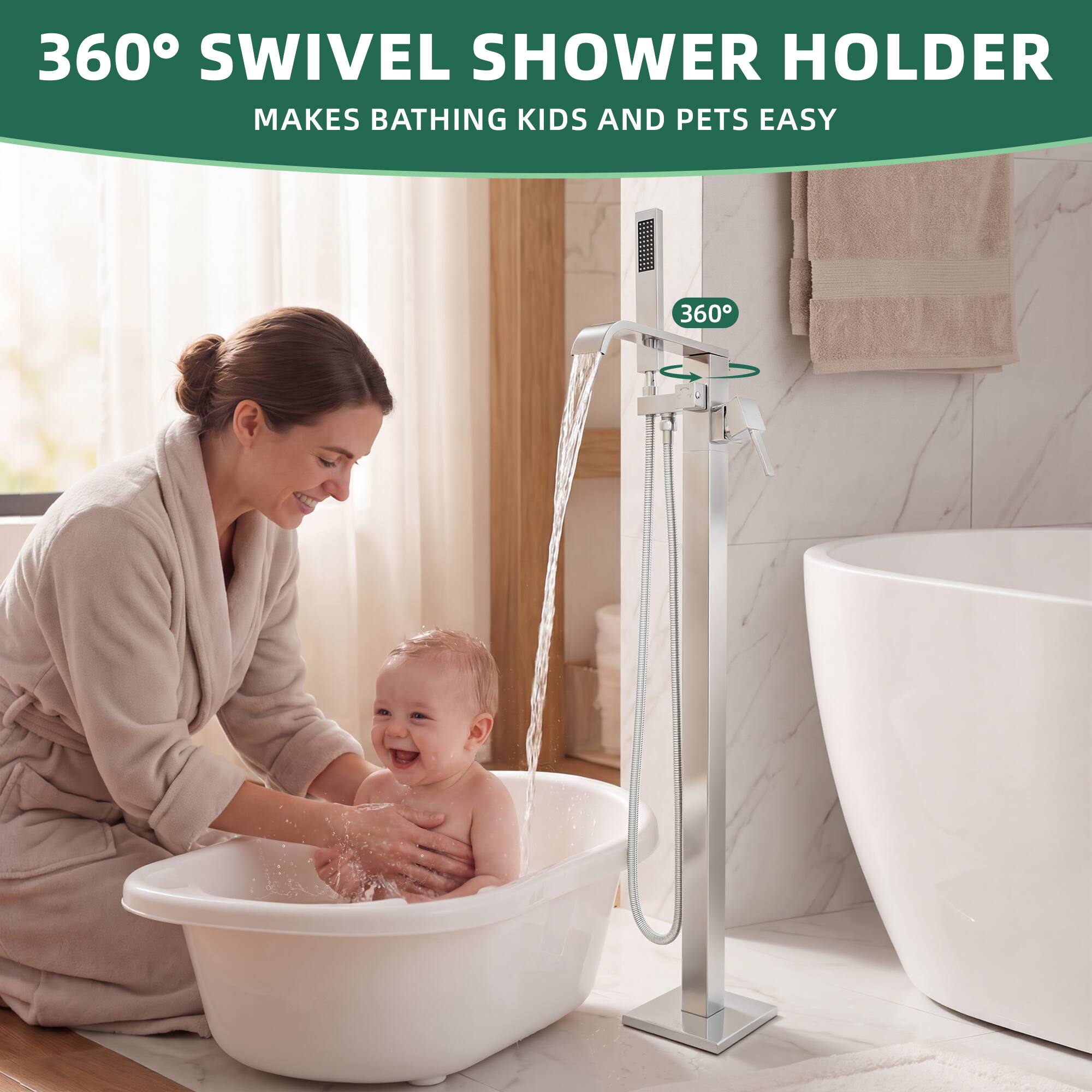 360° SWIVEL SHOWER HOLDER  
MAKES BATHING KIDS AND PETS EASY