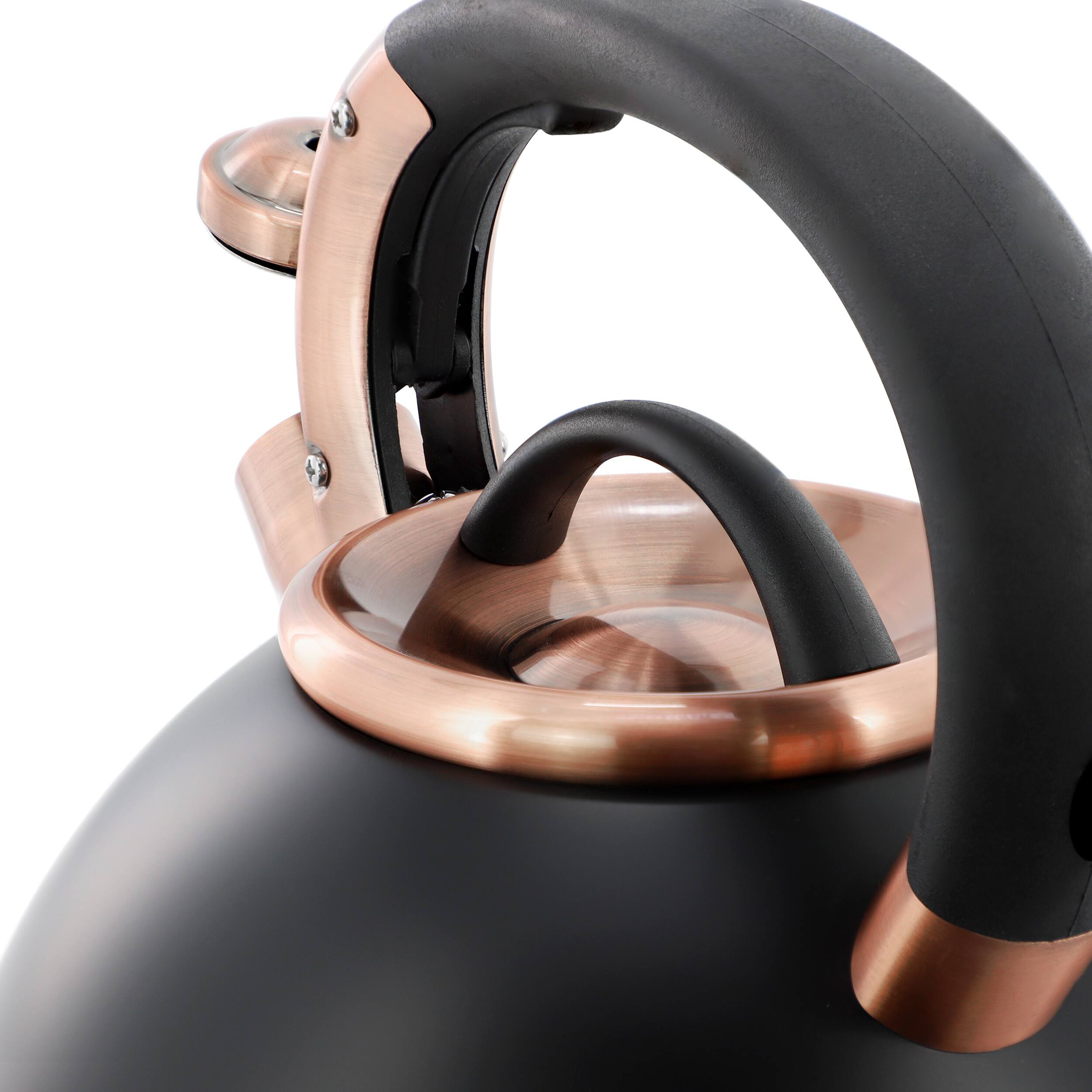 Alt View 3. Mr. Coffee - Mr. Coffee Flintshire 2.2 Quart Stainless Steel Whistling Tea Kettle in Matte Black - Black.