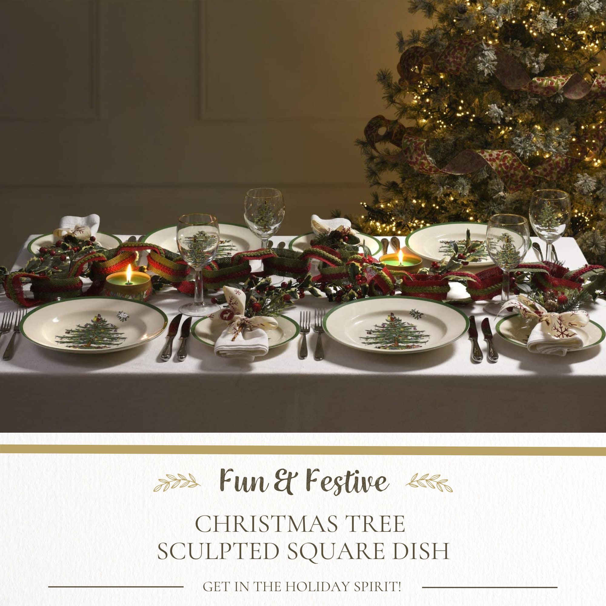 Fun & Festive CHRISTMAS TREE SCULPTED SQUARE DISH  
GET IN THE HOLIDAY SPIRIT!