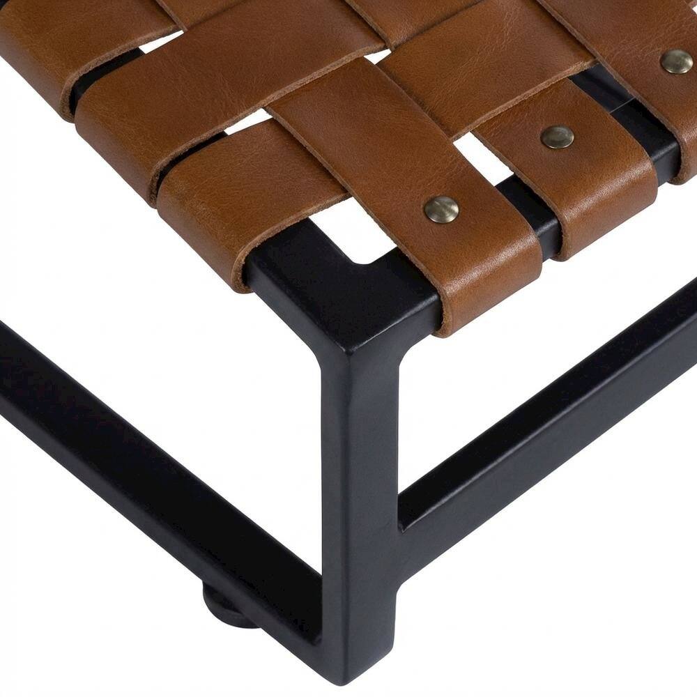 Alt View 1. Starlight Canyon Home - Industrial Leather Side Chair with Sled Base, Accent Chair for Dining Room - Medium Brown.