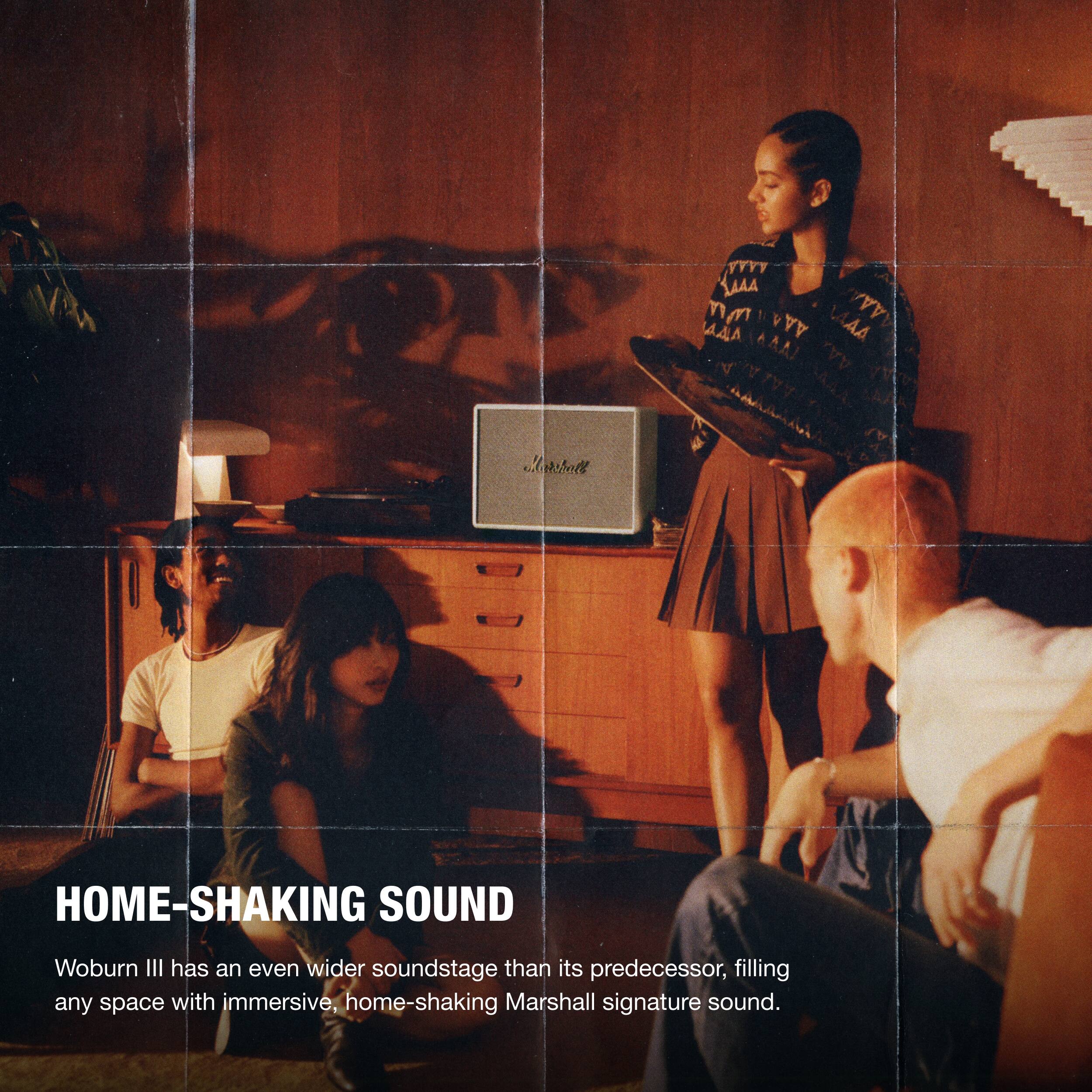 Home-Shaking Sound: Woburn III has an even wider soundstage than its predecessor, filling any space with immersive, home-shaking Marshall signature sound.