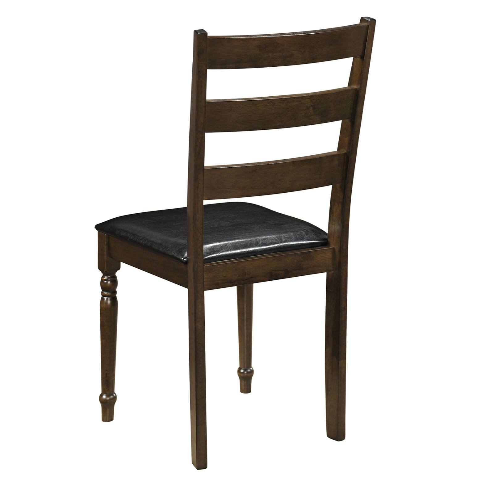 Alt View 9. Gymax - Gymax 4PCS Farmhouse PU Leather Upholstered Dining Chairs w/Ladder Back Padded Seat Brown & Black - Brown.