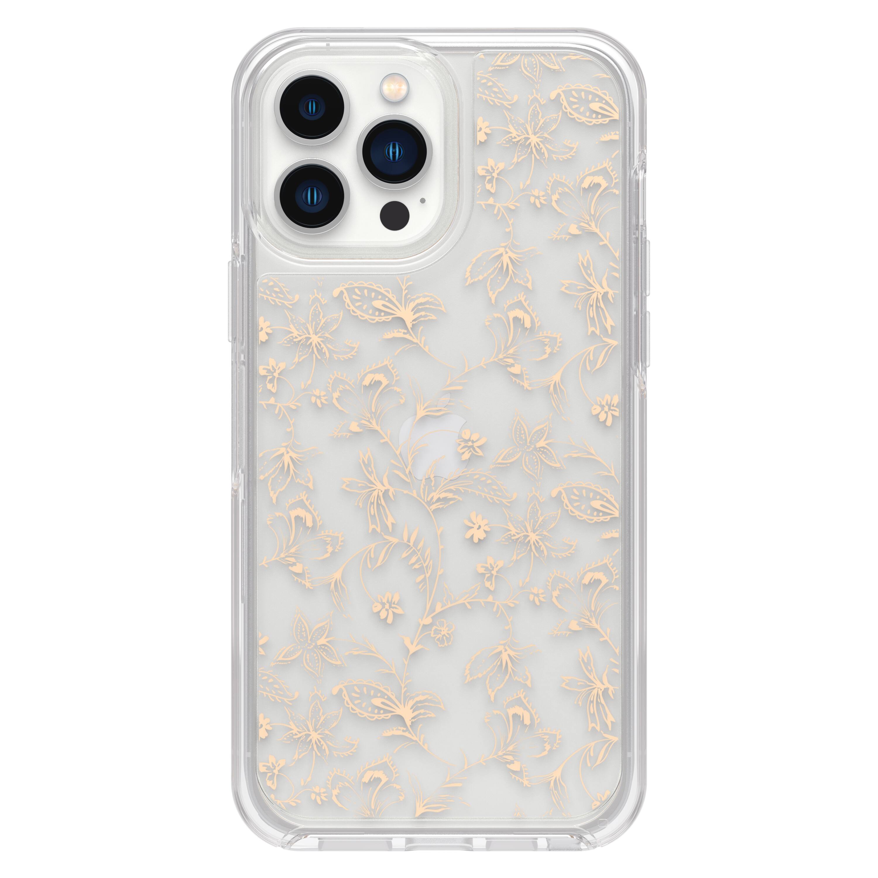 Alt View 1. OtterBox - Symmetry Antimicrobial Clear Case for Apple iPhone 13 Pro Max / 12 Pro Max - Wallflower.