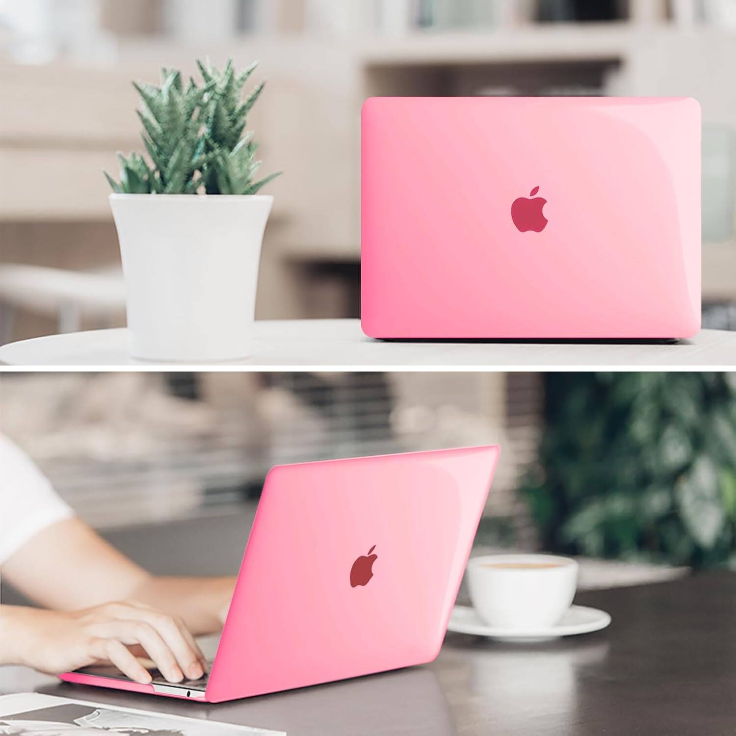 Alt View 3. Fintie - Case for MacBook Pro 13 Inch A2338 A2251 A2289 A2159 A1989 A1706 A1708 (2016-2023 Release) Snap-On Hard Shell Cover - Crystal Pink.