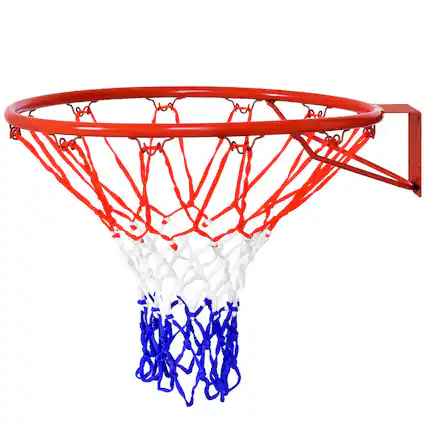 Front. Gymax - Gymax 18'' Basketball Ring Hoop Net Outdoor Hanging Basket - White.