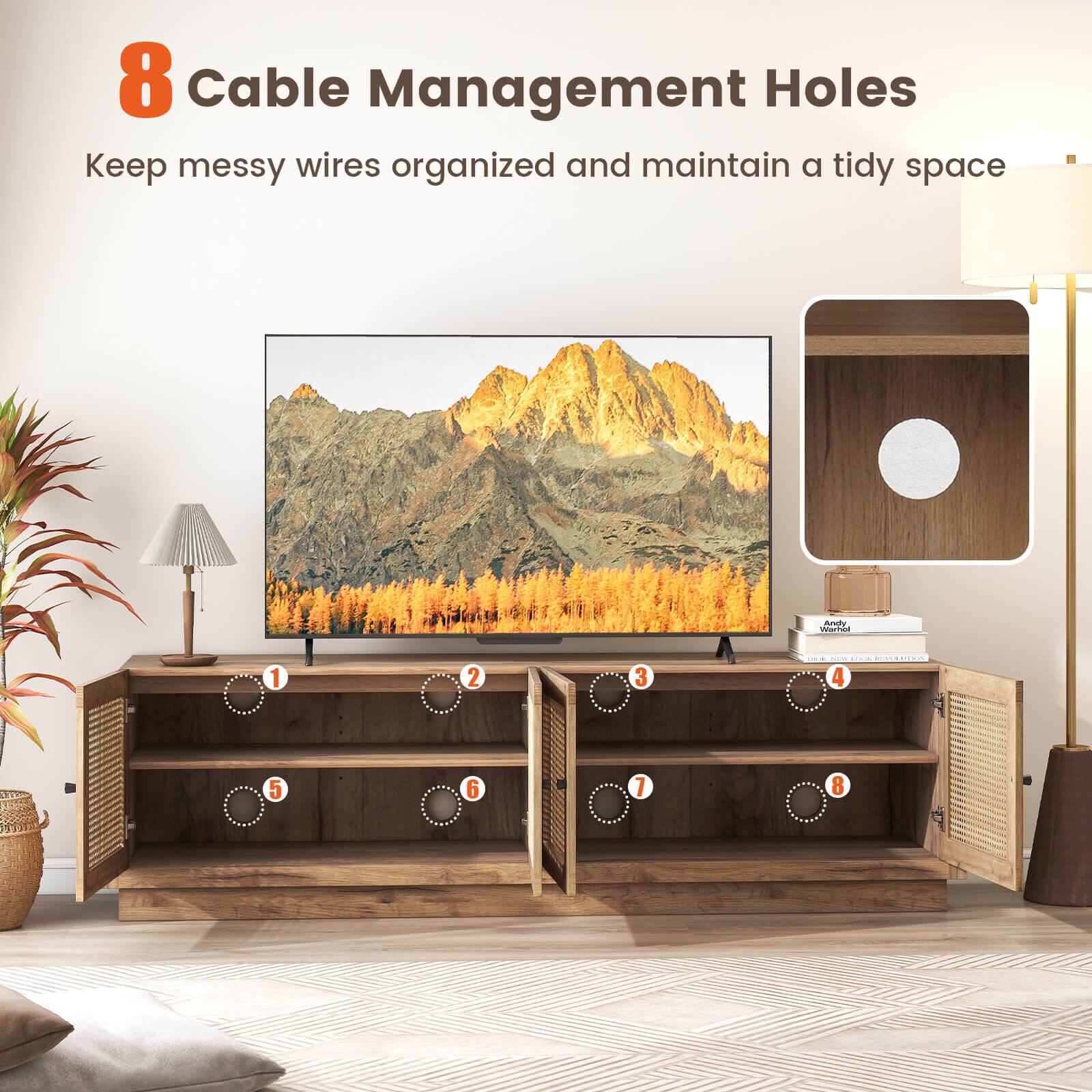 8 Cable Management Holes  
Keep messy wires organized and maintain a tidy space  

1 2 3 4 5 6 7 8