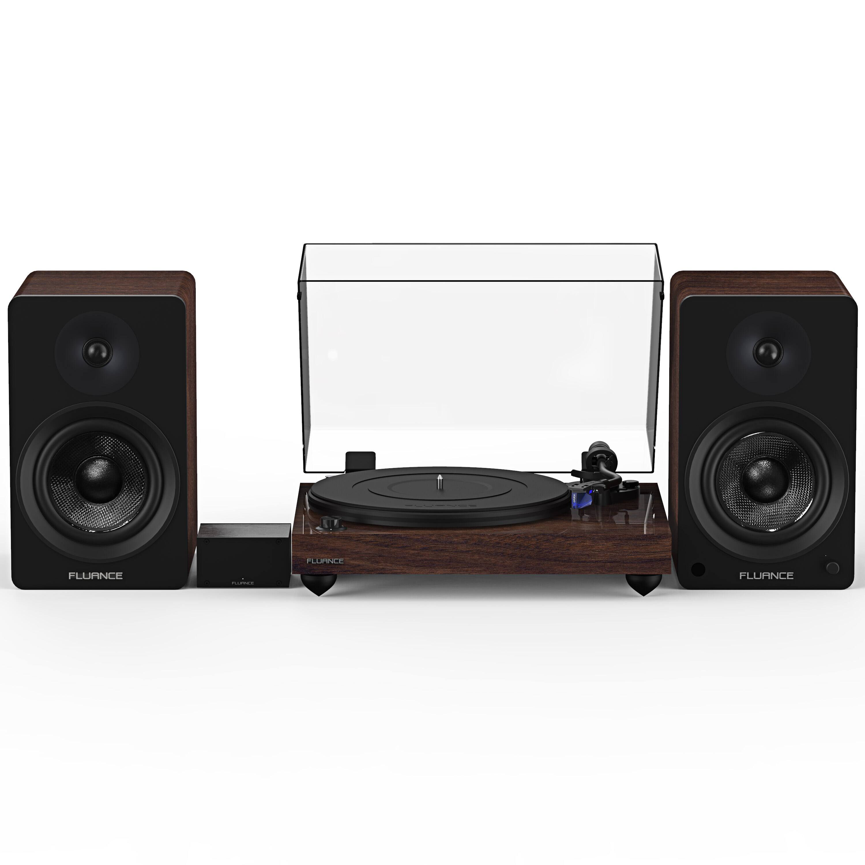 Fluance - RT84 Reference High Fidelity Vinyl Turntable, PA10 Phono Preamp and Ai61 Powered 6.5" Stereo Bookshelf Speakers - Natural Walnut
