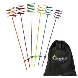 Sunnydaze - 32 in Steel Outdoor Drink Holder Stakes - Set of 6 - Rainbow