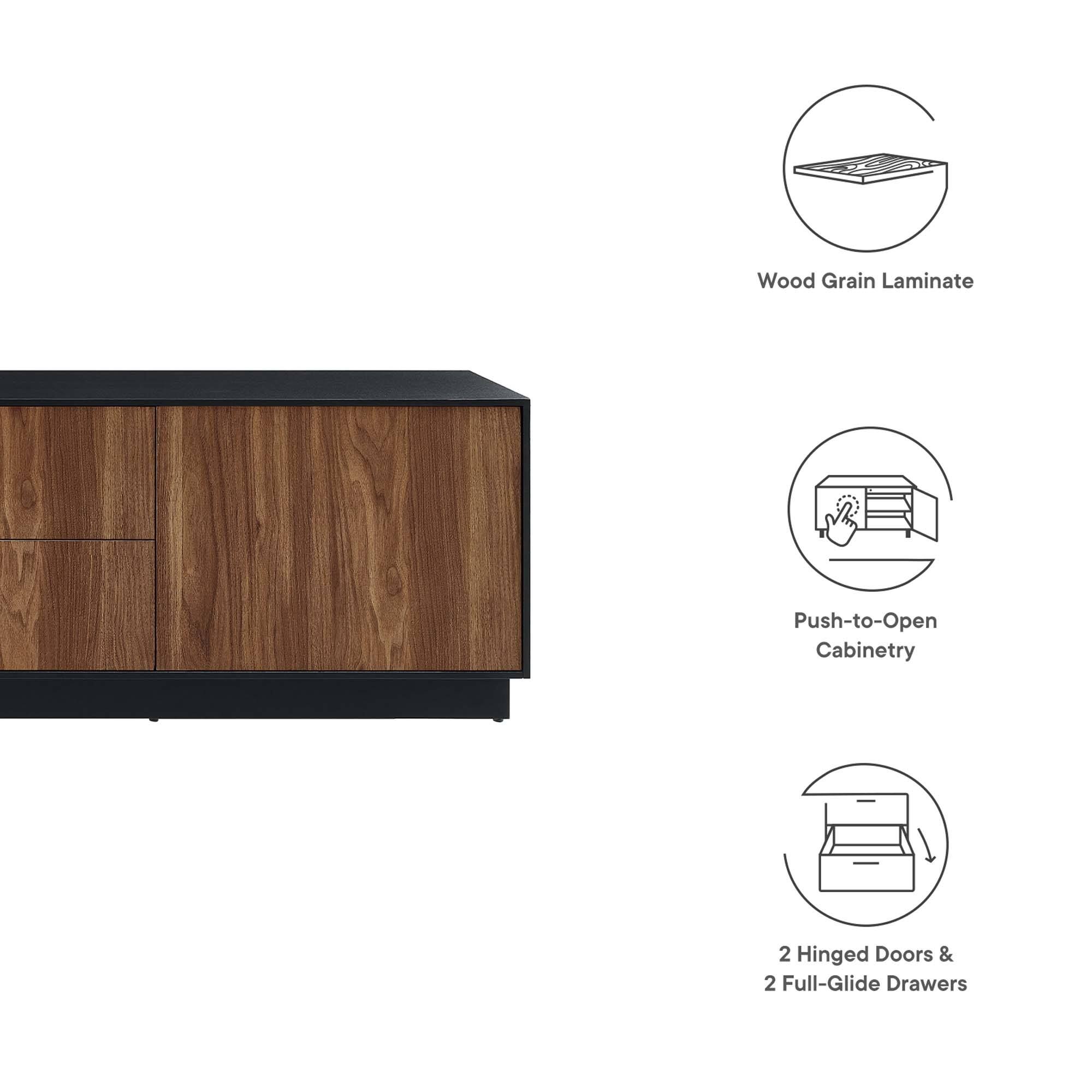 Wood Grain Laminate  
Push-to-Open Cabinetry  
2 Hinged Doors & 2 Full-Glide Drawers