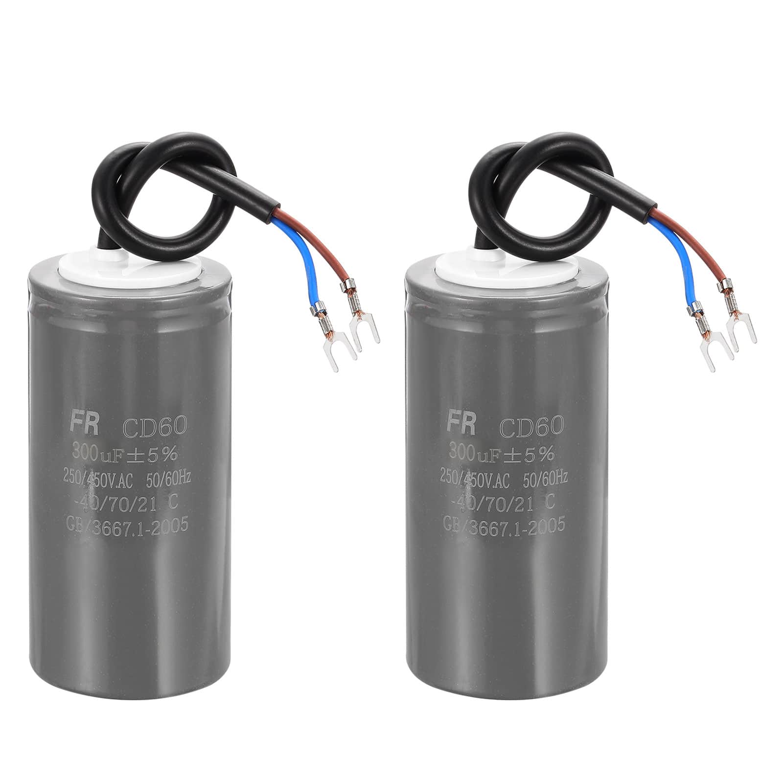 Unique Bargains - 2pcs CD60 Run Capacitor 300uF 450V 5% Motor Starting with 2 Wires for Air Compressor Washing Machine - Gray price history on PriceWatchPro