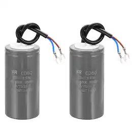 Unique Bargains - 2pcs CD60 Run Capacitor 300uF 450V 5% Motor Starting with 2 Wires for Air Compressor Washing Machine - Gray