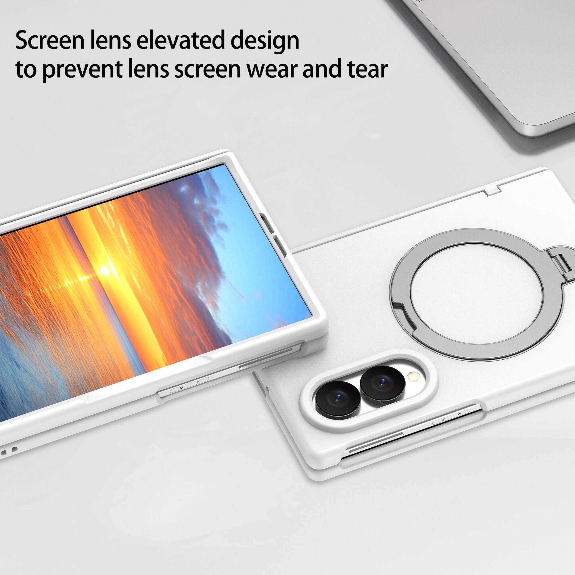 Screen lens elevated design to prevent lens screen wear and tear