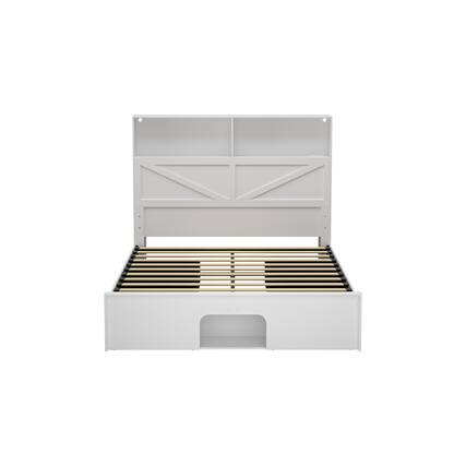 Front. Famapy - Famapy Multifunctional Storage Bed Frame - USB Ports, LED Lighting, Rolling Drawers - White.