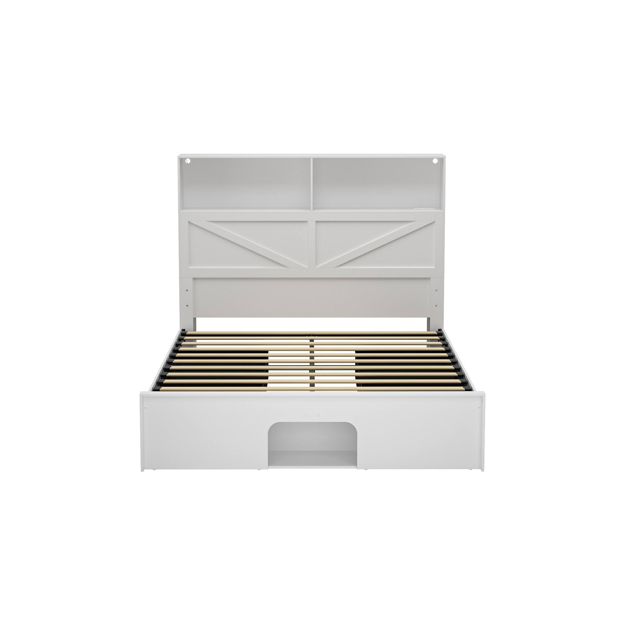 Front. Famapy - Famapy Multifunctional Storage Bed Frame - USB Ports, LED Lighting, Rolling Drawers - White.