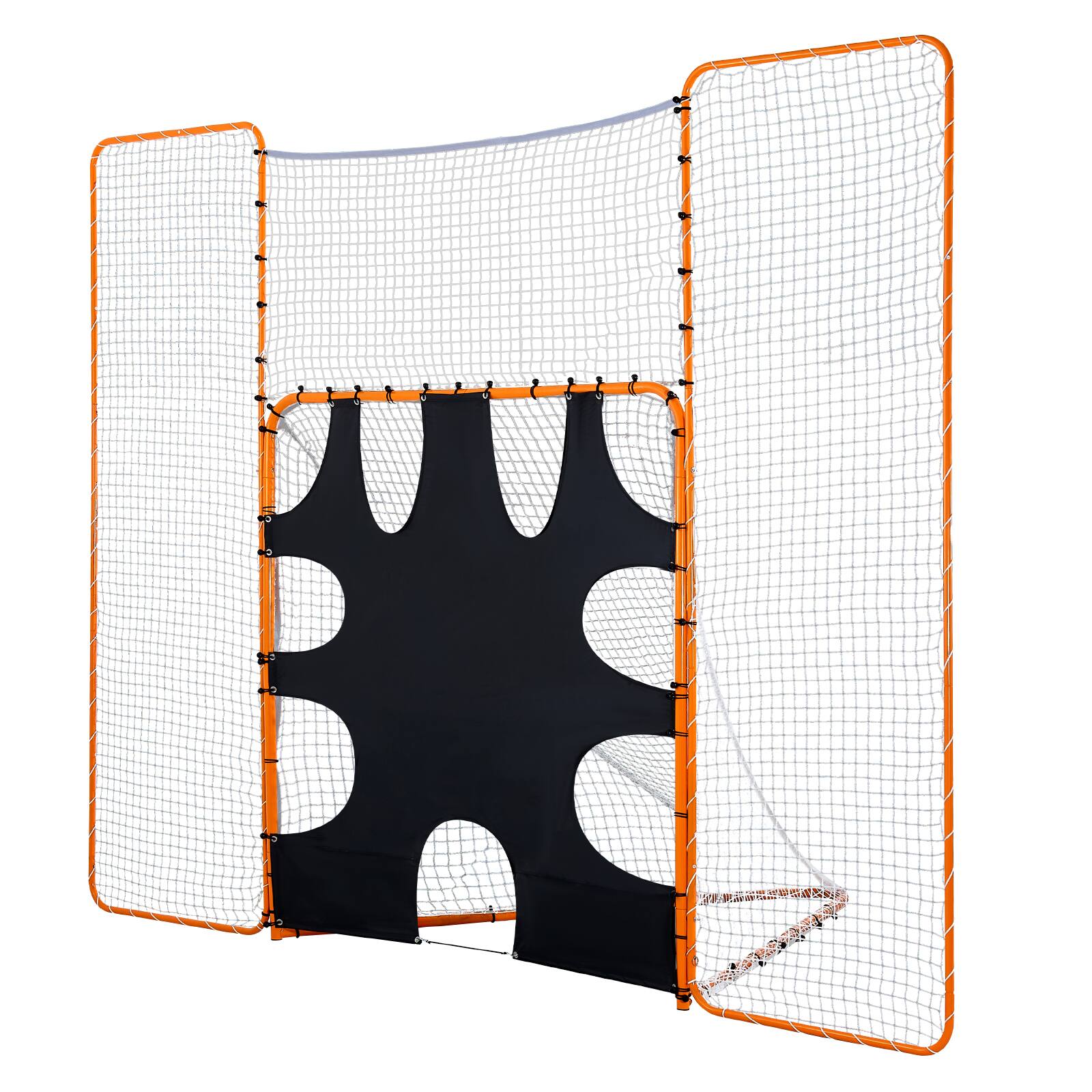 Alt View 5. VEVOR - 3-IN-1 Lacrosse Goal, 12x9 ft Lacrosse Net with Backstop and Target, Quick & Easy Setup Backyard Rebounder Equipment - Orange.