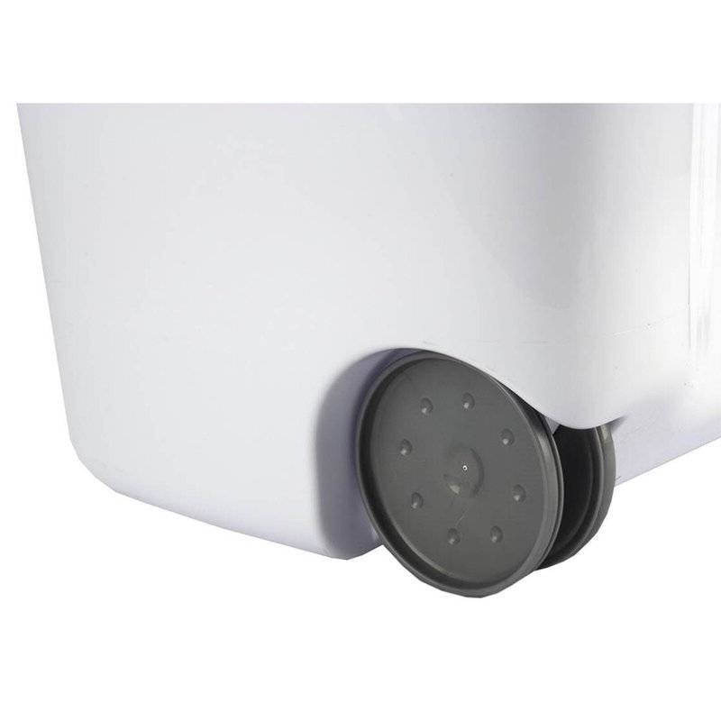 Back. Hivvago - Set of 3 Laundry Hamper Dirty Clothes Baskets with Lids with Roller Wheels - White.