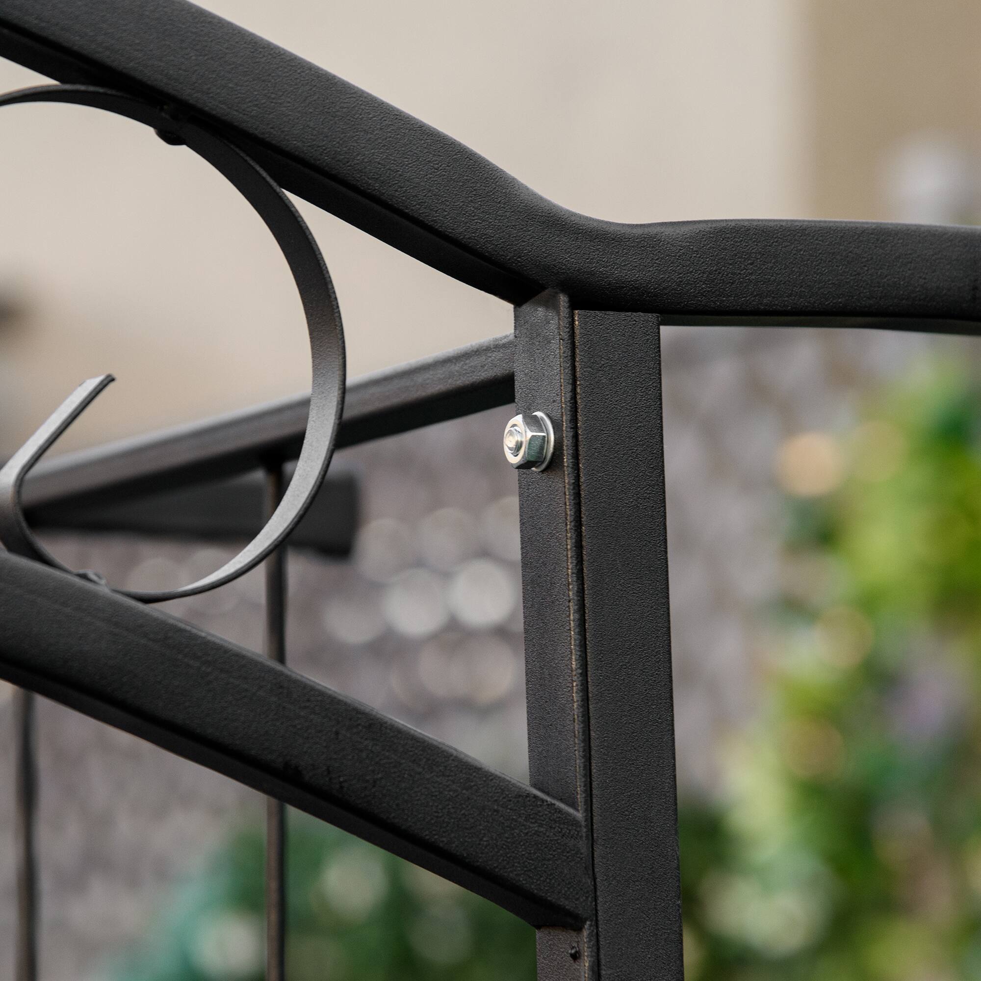 Alt View 7. Outsunny - 7Ft Garden Arch Arbor, Metal Arch Trellis for Climbing Vines, Garden Archway for Wedding, Bridal Party - Matte Black.