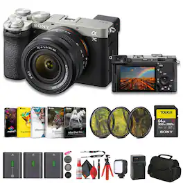 Sony - Alpha 7C II Mirrorless Camera Silver with 28-60mm Lens Bundle + 64GB Tough Card + 2 Batteries + More