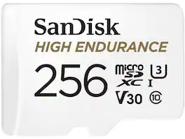 SanDisk - 256GB High Endurance microSDXC C10, U3, V30, 4k UHD Memory Card with Adapter (SDSQQNR-256G-GN6IA)