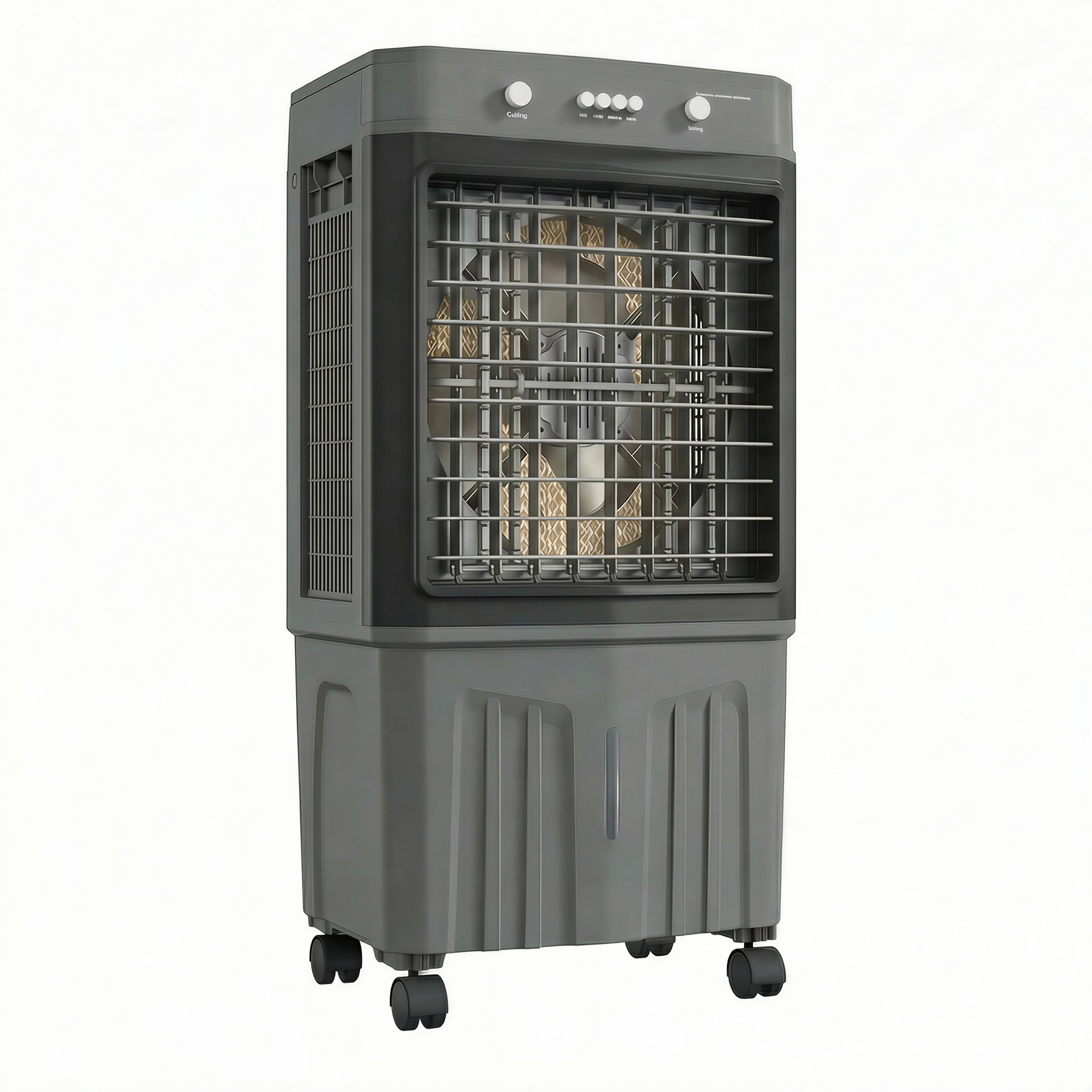 Alt View 10. FUFU&GAGA - 7 Gal Evaporative Air Cooler with 4 Ice Packs – Indoor Outdoor Portable Cooling Fan with 3 Speeds, Mechanical Control - Gray.