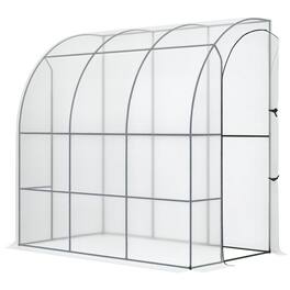 Outsunny - 7' x 4' x 7' Outdoor Lean to Greenhouse, Walk-In Green House Plant Nursery with Roll-up Window, PE Cover