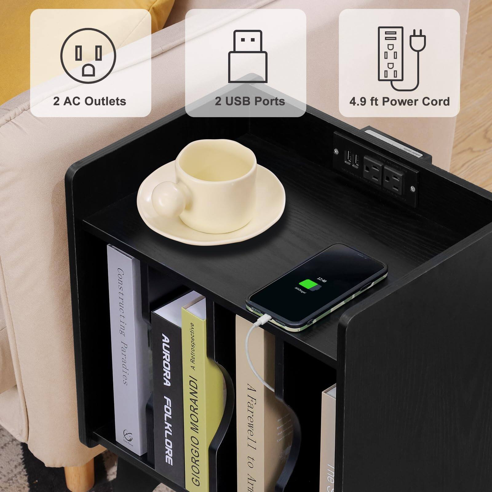 2 AC Outlets  
2 USB Ports  
4.9 ft Power Cord  

Constructing Paradise  
AURORA  
FOLKLORE  
Retrospective  
A MORANDI  
GIORGIO  
A Farewell to Arms