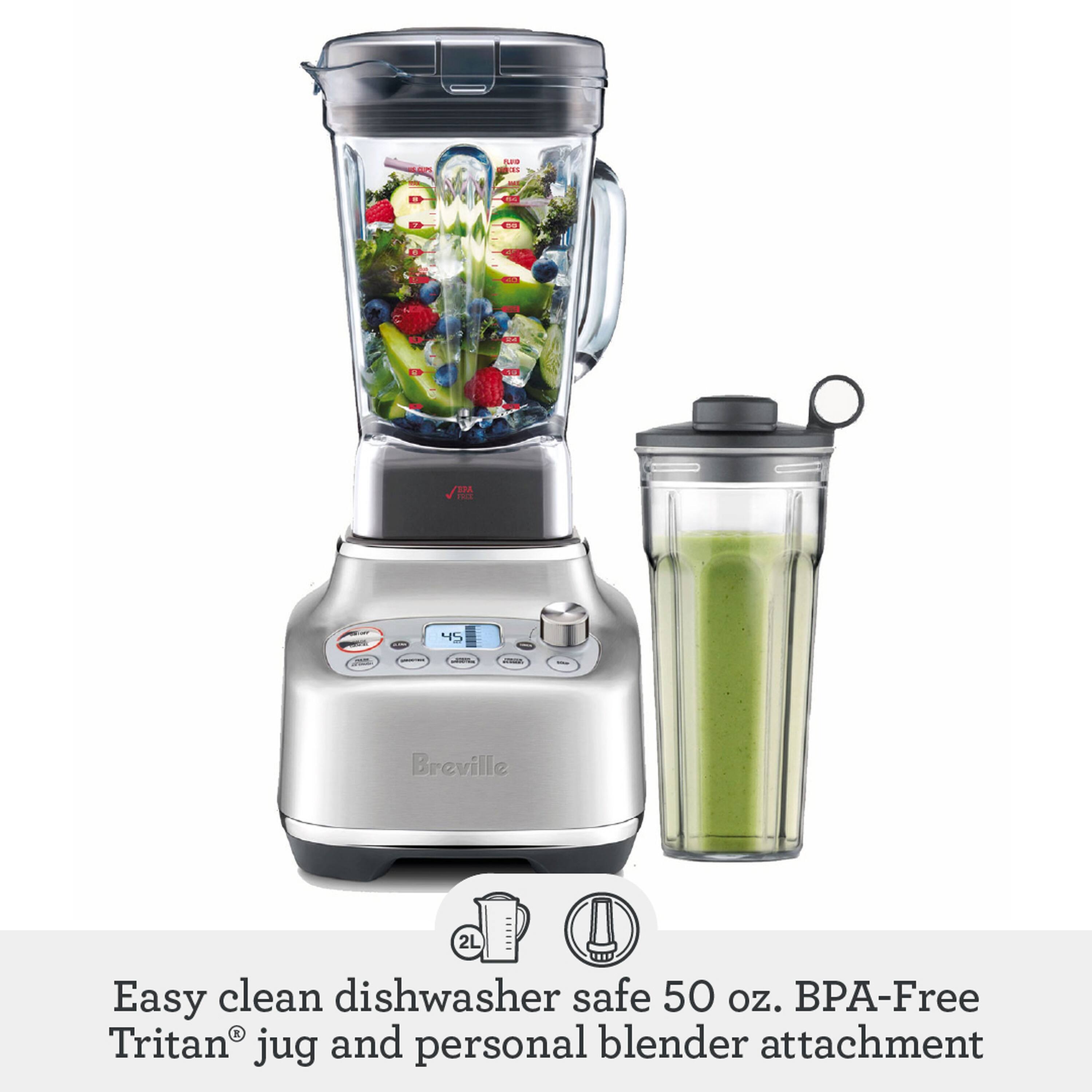 Easy clean dishwasher safe 50 oz. BPA-Free Tritan® jug and personal blender attachment