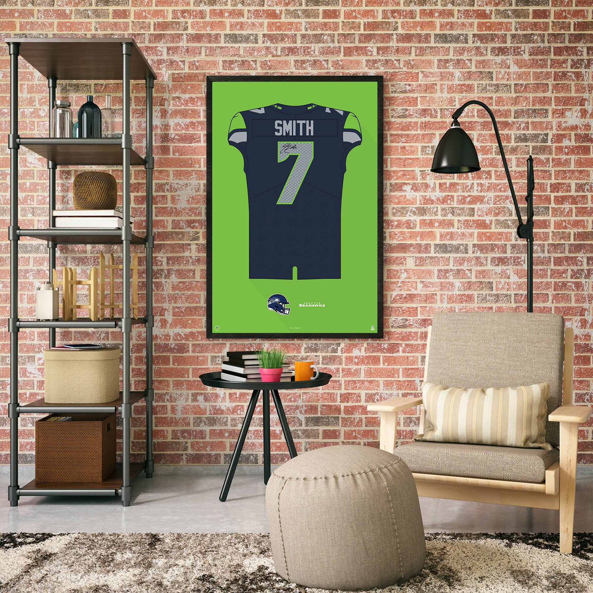 Alt View 1. Sporticulture - Geno Smith Seattle Seahawks Home Jersey Framed Art Print - Blue.