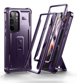 Dexnor - Case for Samsung Galaxy S23 Ultra, Shockproof Double Front Frame & Stand, Shock Absorber Technology Drop Protection - Phantom Purple