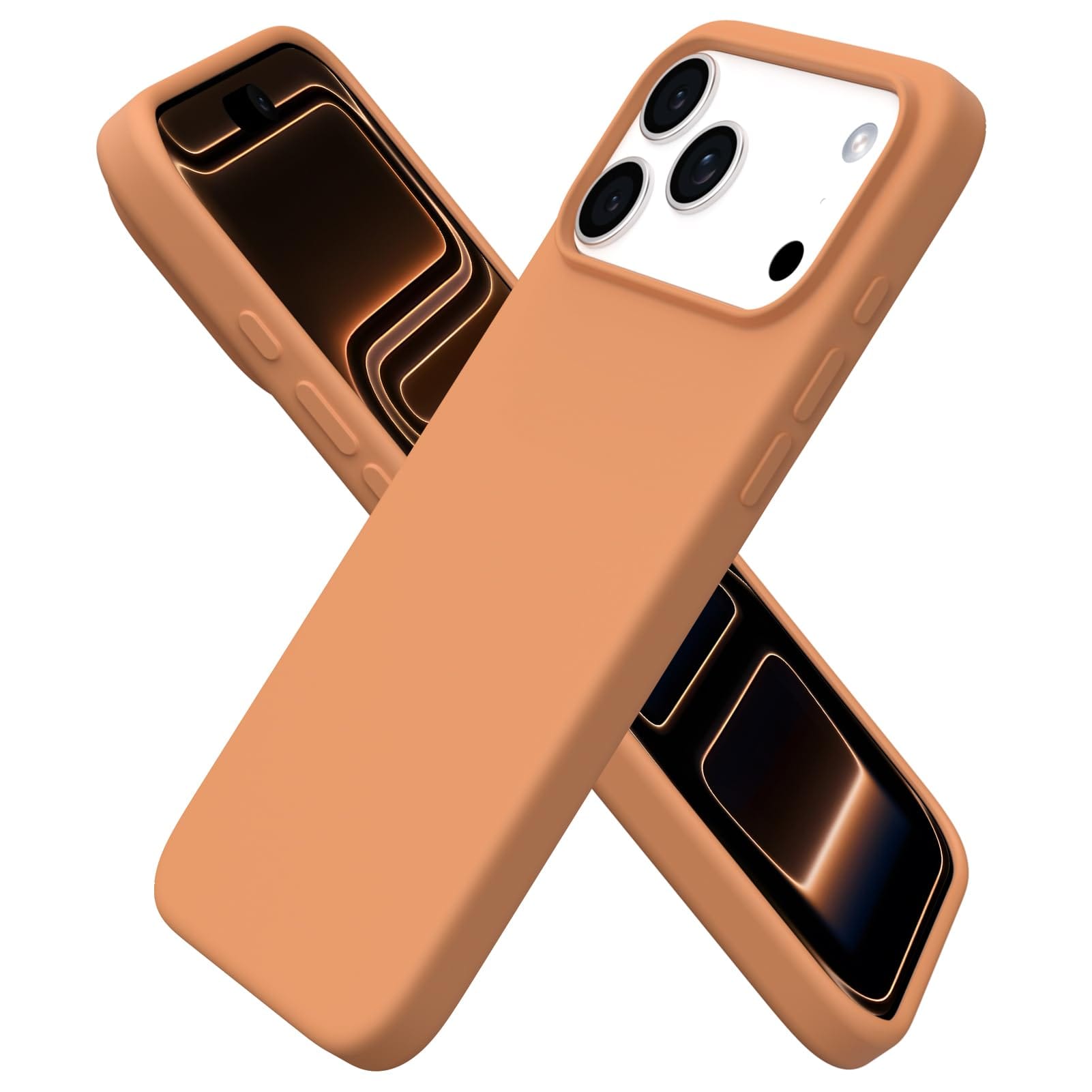 Front. Ornarto - ORNARTO Designed for iPhone 17 Pro Max Case 6.9", Liquid Silicone Soft Gel Shockproof Protective Case-Orange - Orange.
