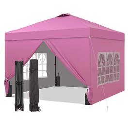 Ainfox - 10x10 Pop Up Canopy with Sidewalls Adjustable Outdoor Instant Canopy Tent with Carry Bag - Pink