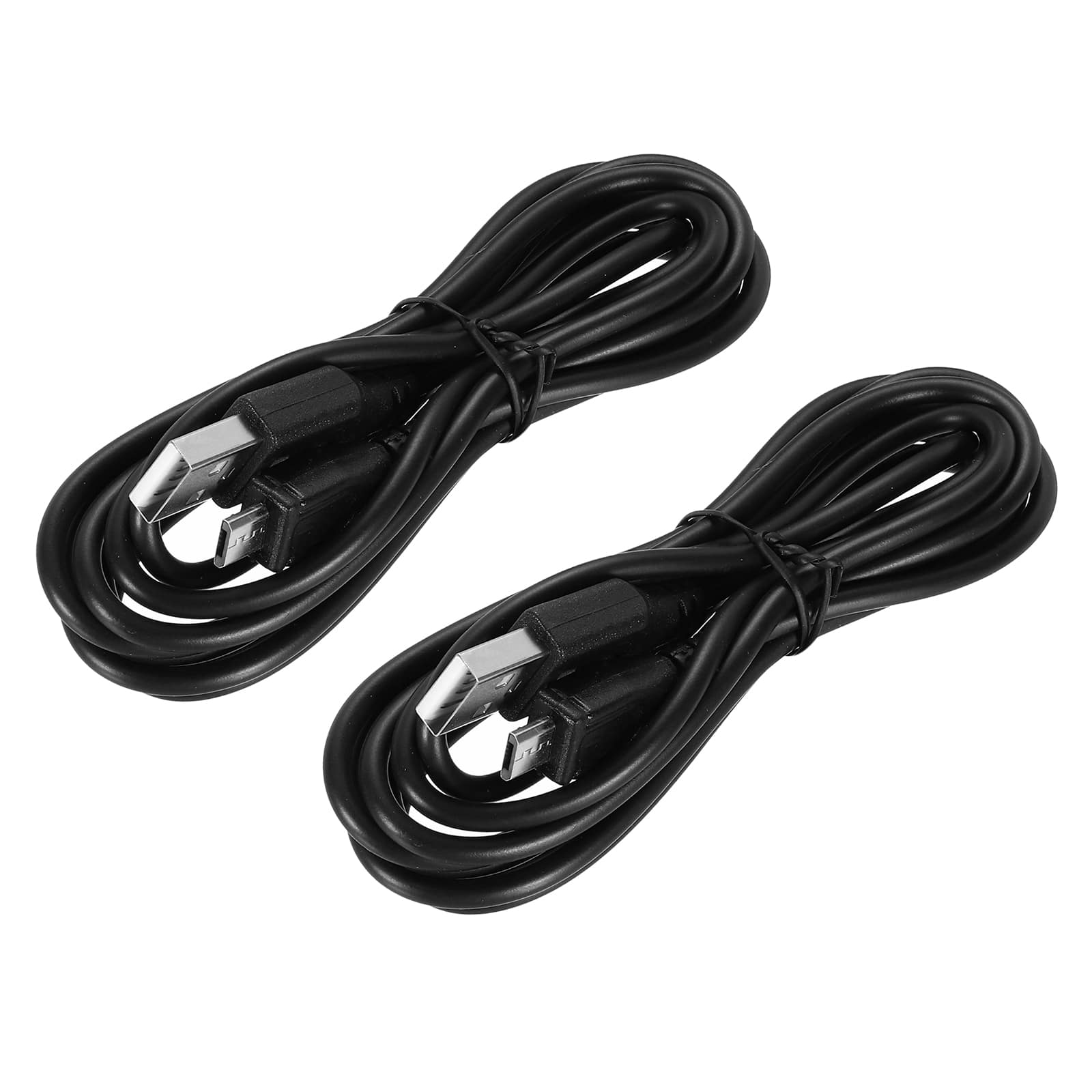 Unique Bargains - 2pcs Micro USB Cable 6.6ft USB A to Micro USB Data Charging Cord for Phone Camera - Black
