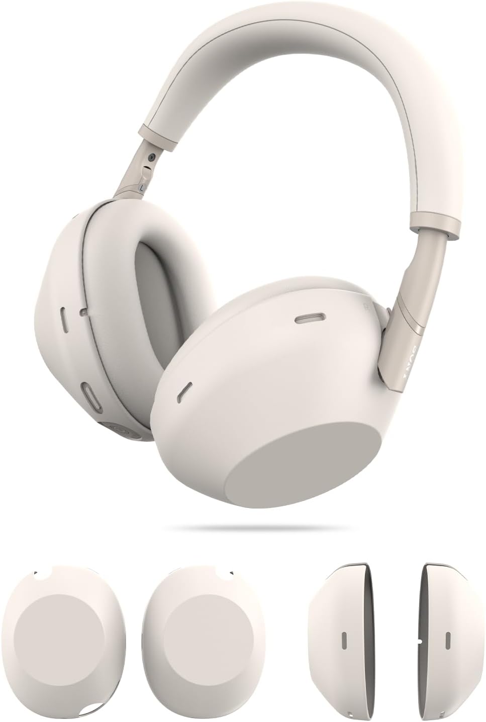 Front. TUDIA - TUDIA Snap-On PC Protective Case for Sony WH-1000XM6 Headphones, Beige - Beige.