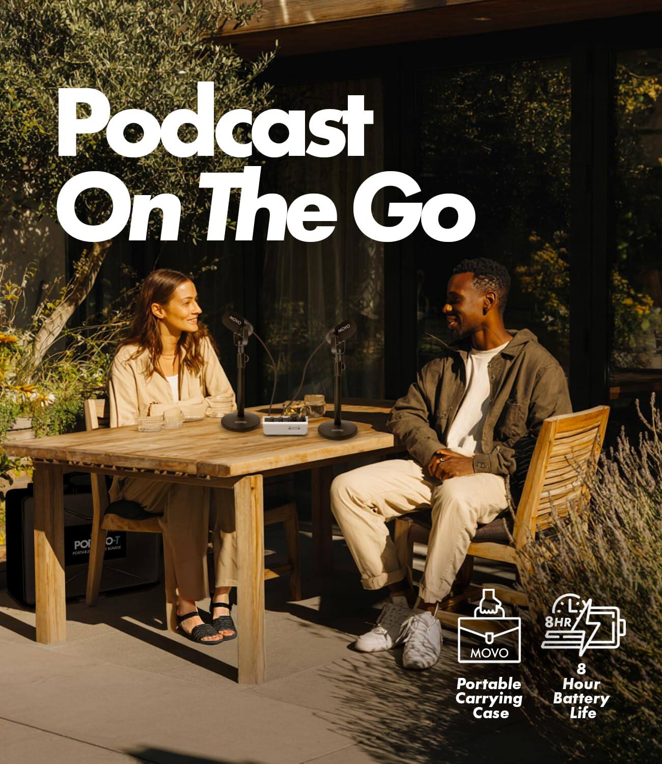 Podcast On The Go

PO PORTABUS
O-T KNOS
: 8HR
MOVO 8 Portable Hour Carrying Battery Case Life