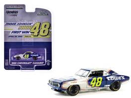 Greenlight - 1969 Chevrolet Camaro #48 "Jimmie Johnson First Win Tribute" Dark Blue/White with Graphics "Hobby Exclusive" 1/64 - Dark Blue And White