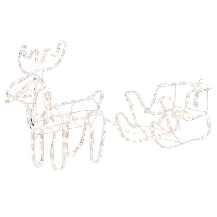 Alt View 10. PULUZ - 35 inch Christmas Reindeer and Sleigh with LED Motif Warm White Lighting, Indoor Outdoor Steel Frame Yard Decoratio - White.