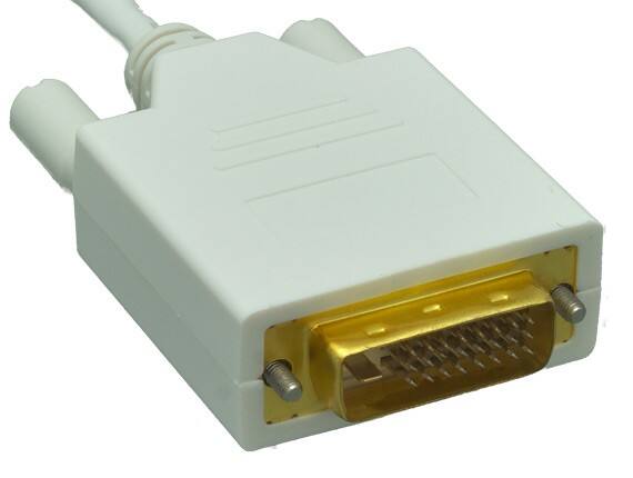 Left. Cable Leader - Mini DisplayPort to DVI-D Cable, 1080p Full HD Male to Male for MacBook, iMac, Surface to DVI Monitor - White.
