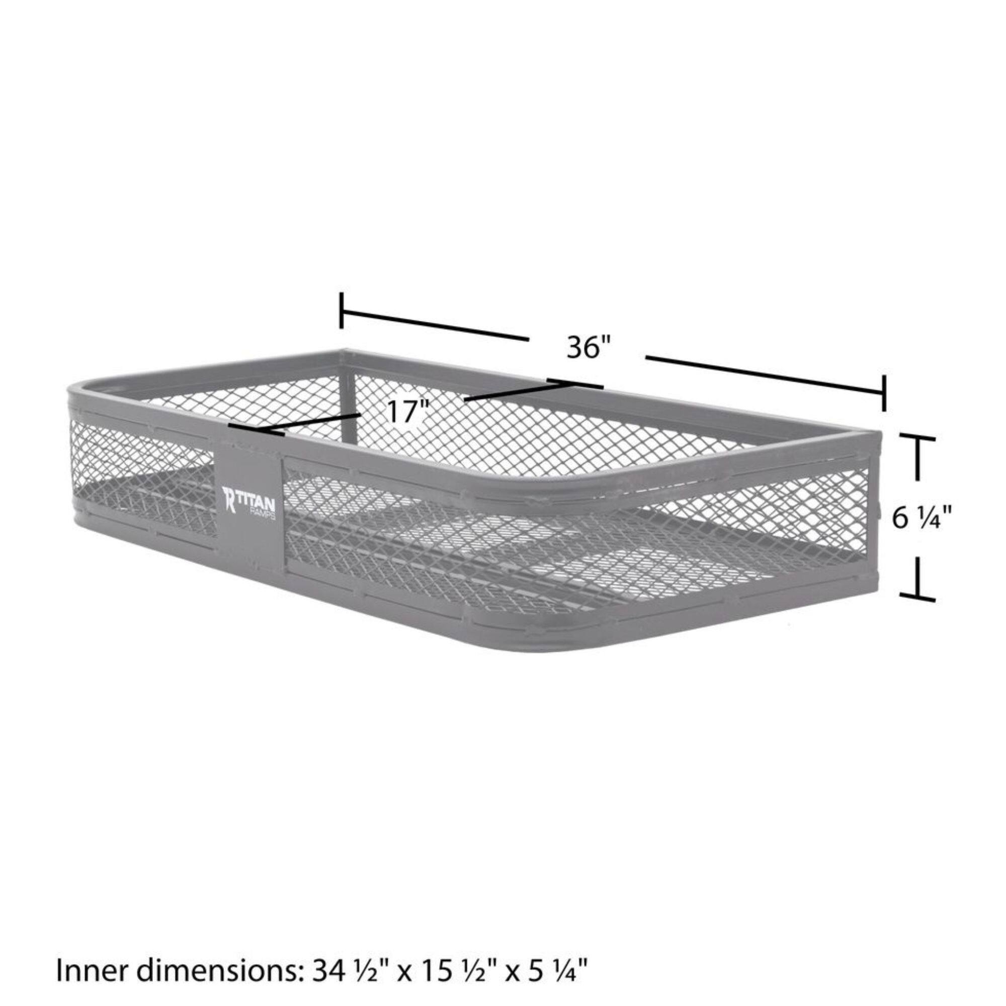 36" x 17" x 6 1/4"  
Inner dimensions: 34 1/2" x 15 1/2" x 5 1/4"