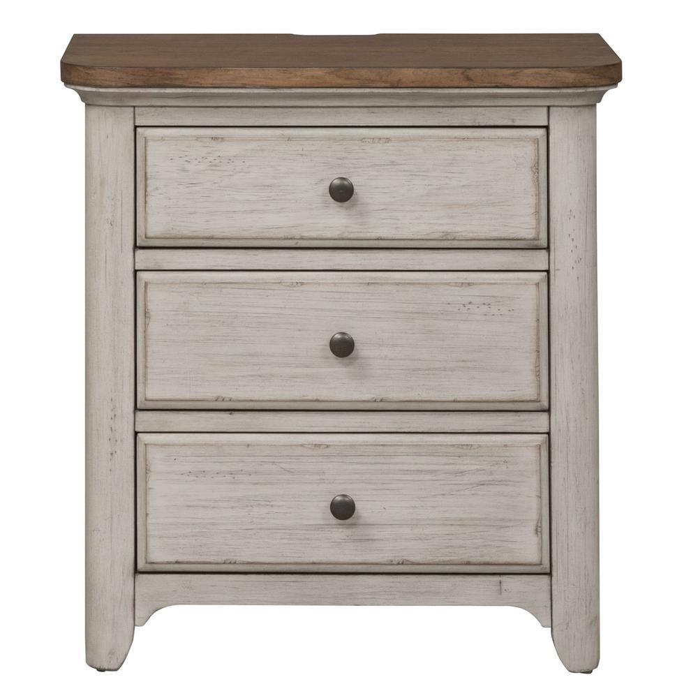 Back. Liberty Furniture Industries - 3 Drawer Night Stand w/ Charging Station - White.