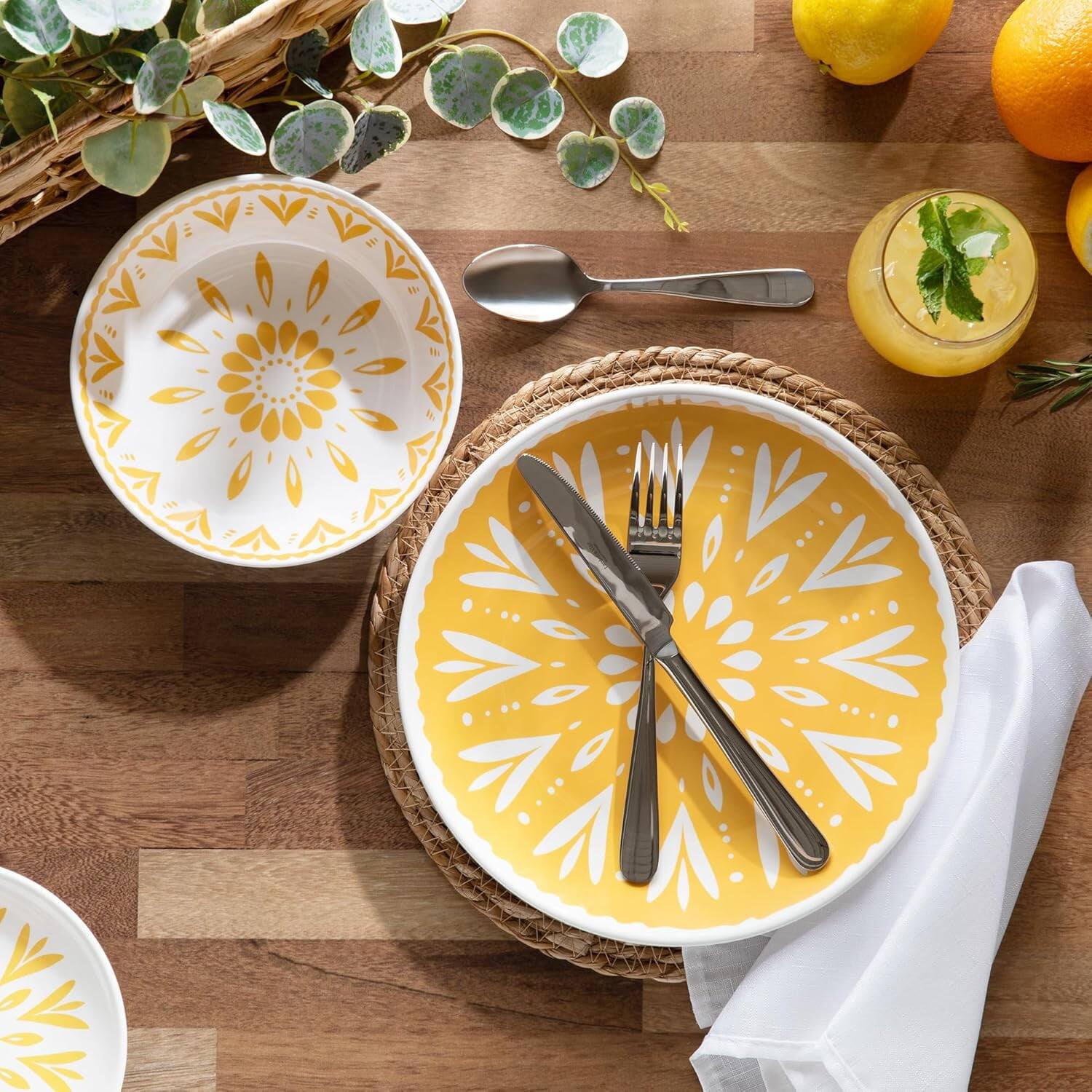 Angle. Larder & Vine - 12-Piece Cathrineholm™ Dinnerware Set for 4, Made from 100% BPA-Free Melamine - Solna.